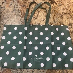 Kate Spade Large Beach Shop Toy Reusable Tote Bag Green White Polka Dot NWT